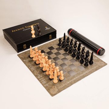Cờ Vua Ai Cập - Gỗ Mun & Gỗ Thích, Bàn Cờ Da - Luxury Chess Set (2)