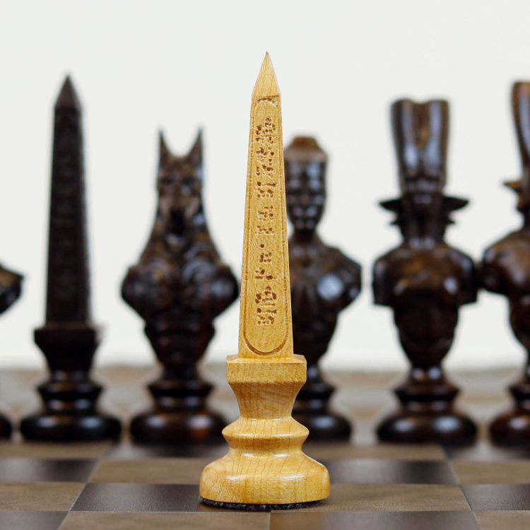 Cờ Vua Ai Cập – Gỗ Mun & Gỗ Thích, Bàn Cờ Da – Luxury Chess Set (1)