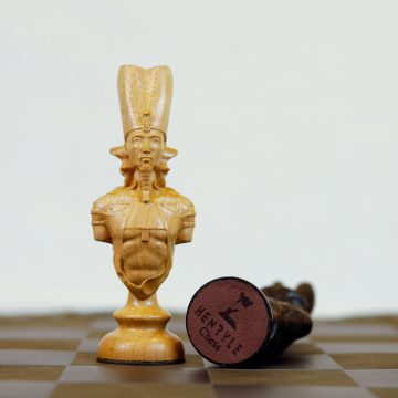 Cờ Vua Ai Cập – Gỗ Mun & Gỗ Thích, Bàn Cờ Da – Luxury Chess Set