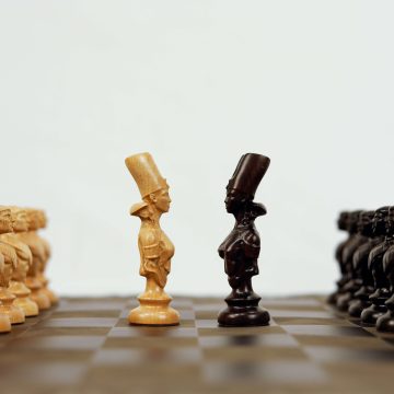 Cờ Vua Ai Cập – Gỗ Mun & Gỗ Thích, Bàn Cờ Da – Luxury Chess Set (9)